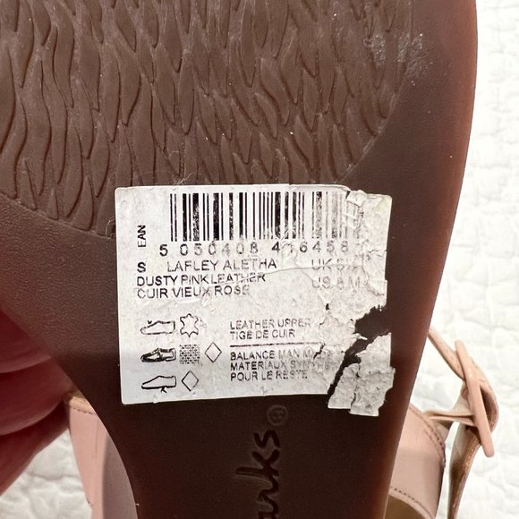 COLLECTION by Clarks Lafley Aletha Dusty Pink Leather Wedge Sandals - Size 8 - Picture 7 of 9